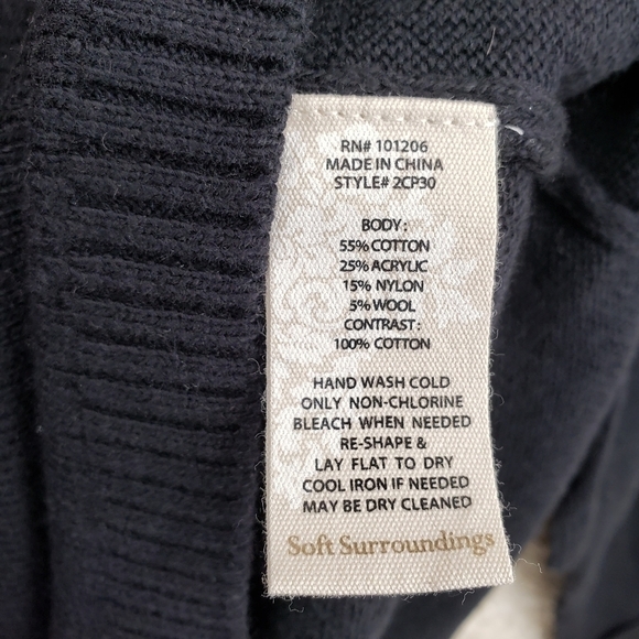 Soft Surroundings women US Small black hoodie sweater top wool blend Ellison - Picture 11 of 12